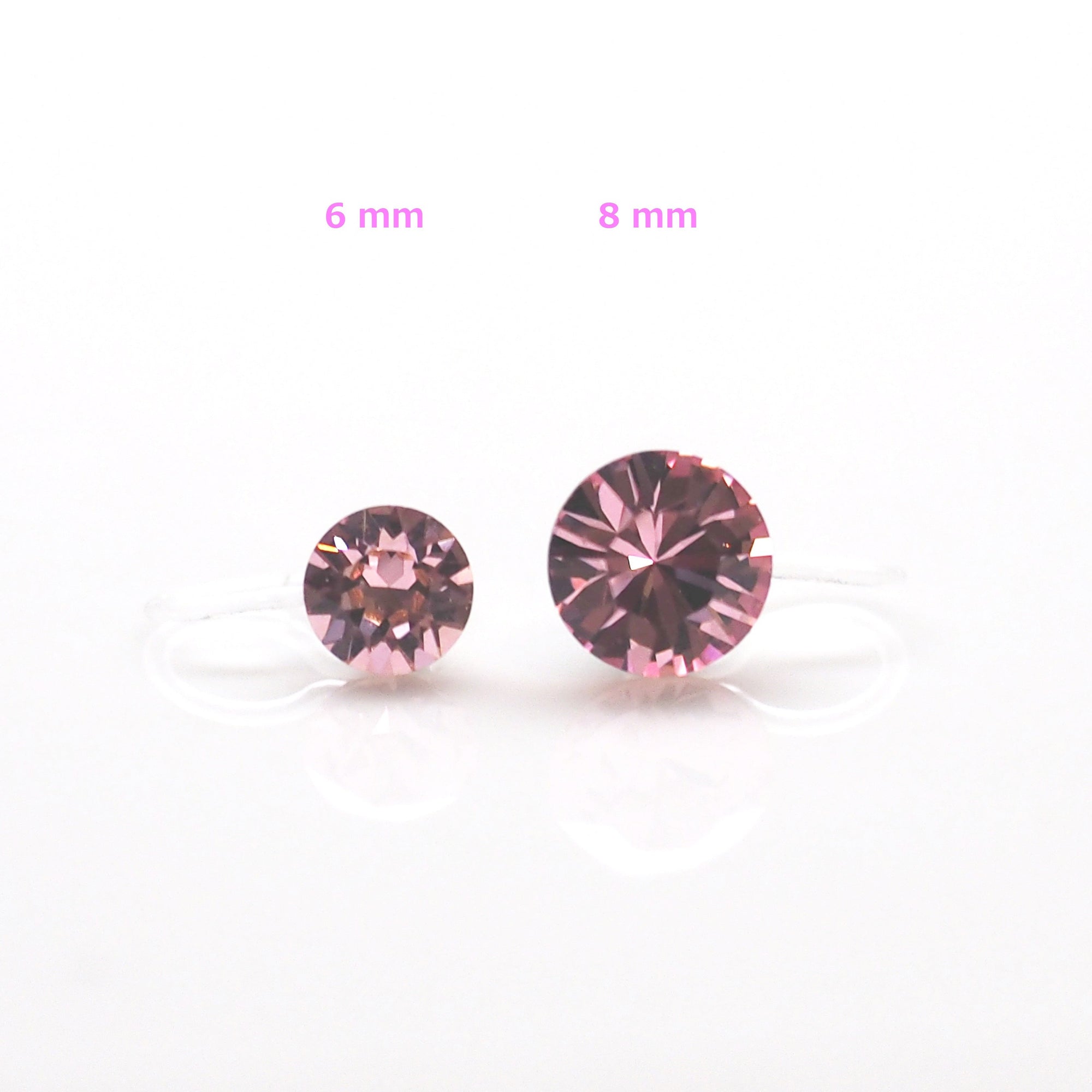 Light rose Swarovski crystal invisible clip on stud earrings - miyabigracejewelry.com