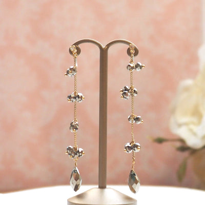 Dangle metallic brown beads invisible clip on earrings - miyabigracejewelry.com