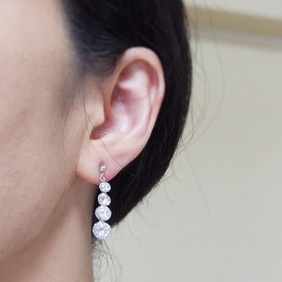 Gradated cubic zirconia invisible clip on earrings - miyabigracejewelry.com