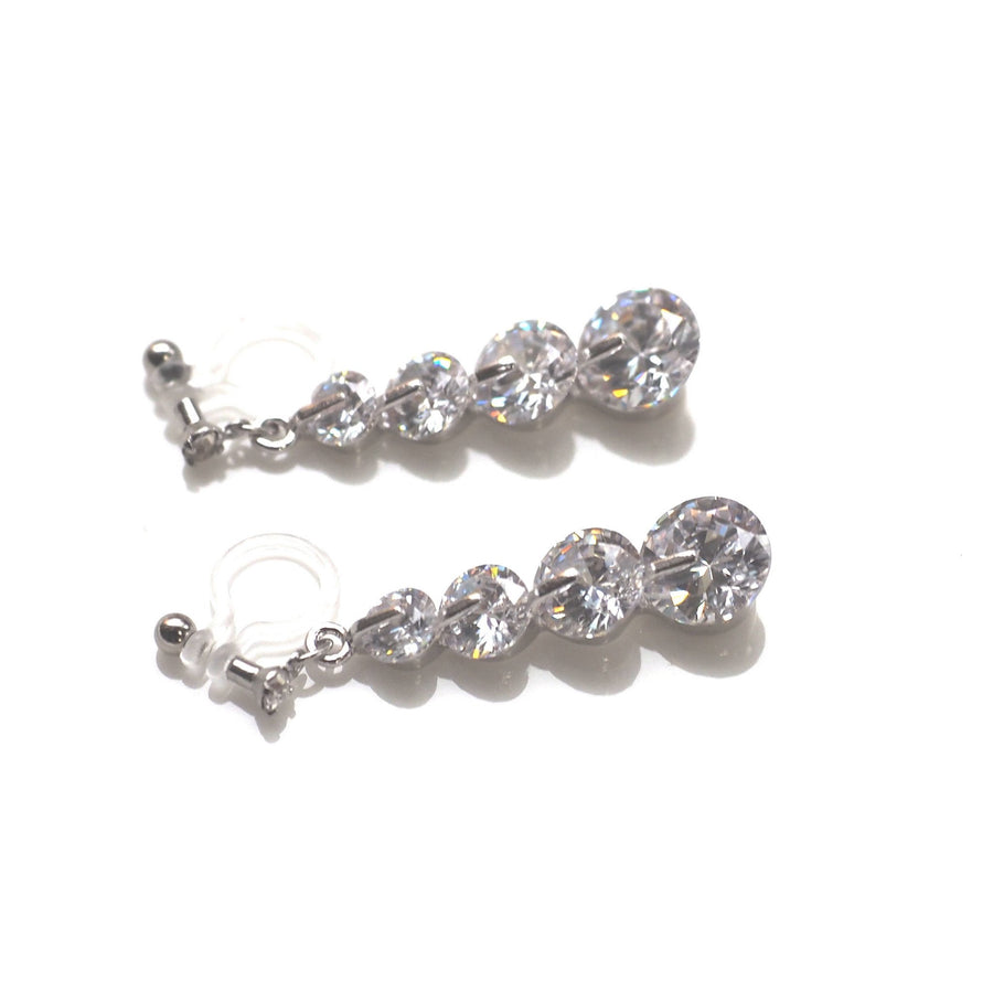 Gradated cubic zirconia invisible clip on earrings - miyabigracejewelry.com