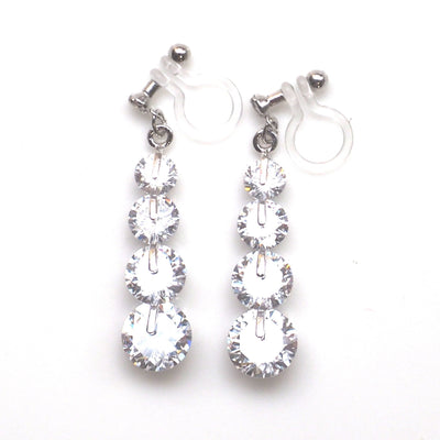 Gradated cubic zirconia invisible clip on earrings - miyabigracejewelry.com