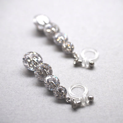 Gradated cubic zirconia invisible clip on earrings - miyabigracejewelry.com